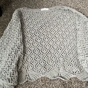 XL crocheted grayish green top